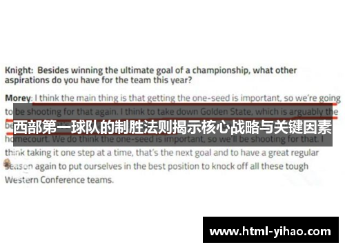 西部第一球队的制胜法则揭示核心战略与关键因素