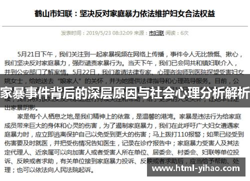 家暴事件背后的深层原因与社会心理分析解析